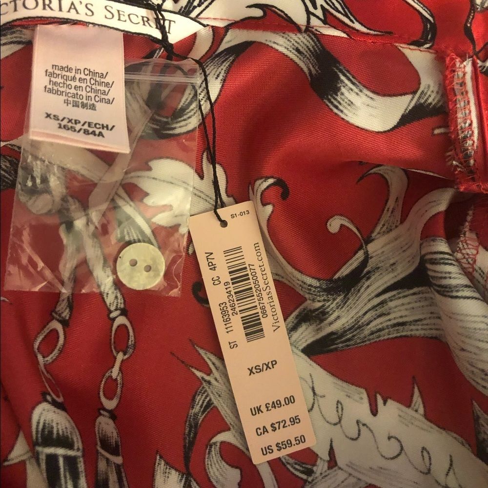 Black Cherry Floral Ribbons Satin Pajamas Set - Picture 7 of 8